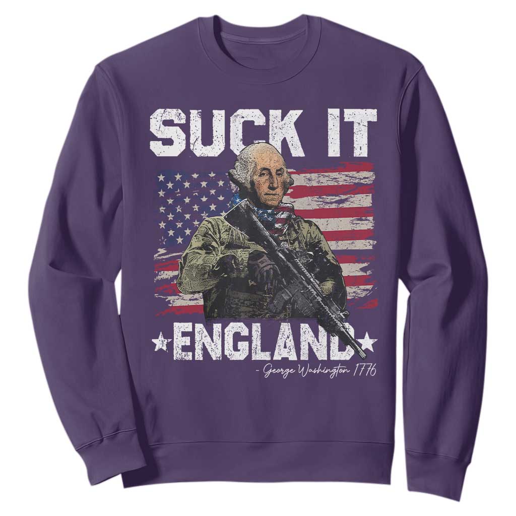 Suck It England Funny 4th of July George Washington 1776 Sweatshirt TS10 Purple Print Your Wear