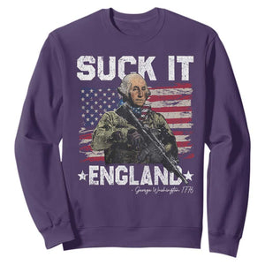 Suck It England Funny 4th of July George Washington 1776 Sweatshirt TS10 Purple Print Your Wear