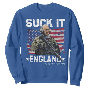Suck It England Funny 4th of July George Washington 1776 Sweatshirt TS10 Royal Blue Print Your Wear