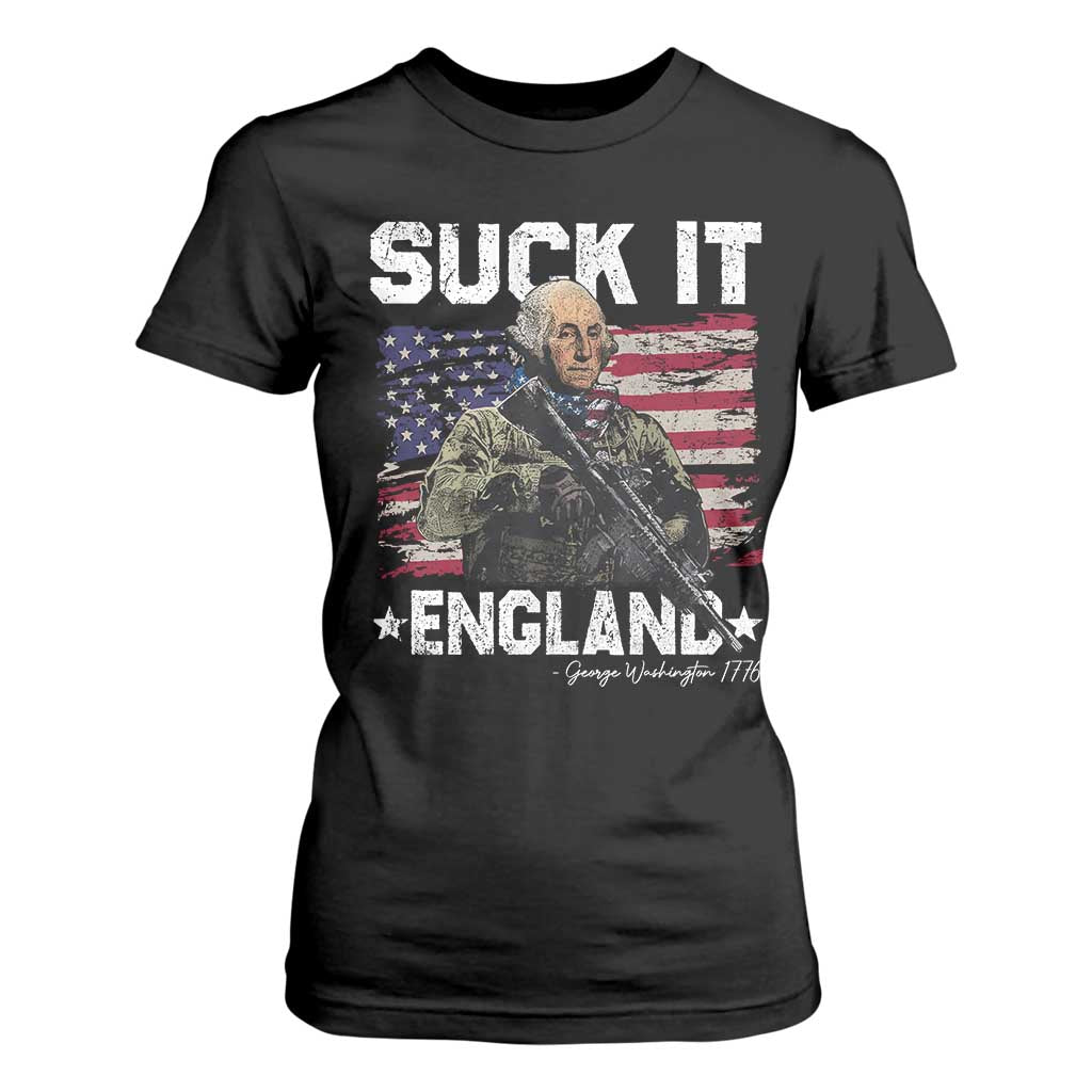 Suck It England Funny 4th of July George Washington 1776 T Shirt For Women TS10 Black Print Your Wear
