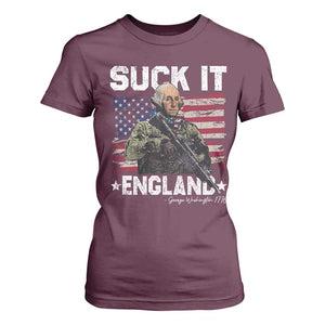 Suck It England Funny 4th of July George Washington 1776 T Shirt For Women TS10 Maroon Print Your Wear