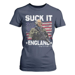 Suck It England Funny 4th of July George Washington 1776 T Shirt For Women TS10 Navy Print Your Wear