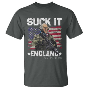 Suck It England Funny 4th of July George Washington 1776 T Shirt TS10 Dark Heather Print Your Wear