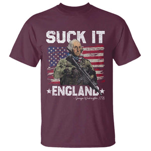 Suck It England Funny 4th of July George Washington 1776 T Shirt TS10 Maroon Print Your Wear