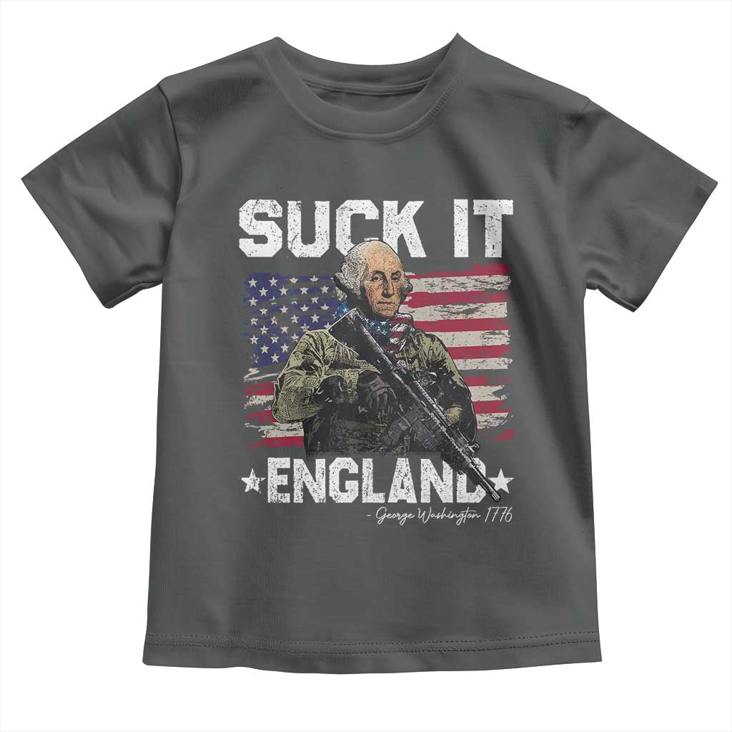 Suck It England Funny 4th of July George Washington 1776 Toddler T Shirt TS10 Dark Heather Print Your Wear