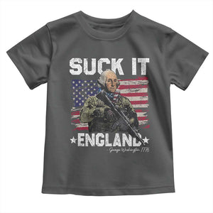 Suck It England Funny 4th of July George Washington 1776 Toddler T Shirt TS10 Dark Heather Print Your Wear