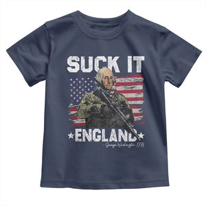 Suck It England Funny 4th of July George Washington 1776 Toddler T Shirt TS10 Navy Print Your Wear