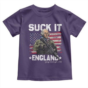 Suck It England Funny 4th of July George Washington 1776 Toddler T Shirt TS10 Purple Print Your Wear