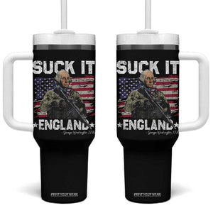 Suck It England Funny 4th of July George Washington 1776 Tumbler With Handle TS10 One Size: 40 oz Black Print Your Wear