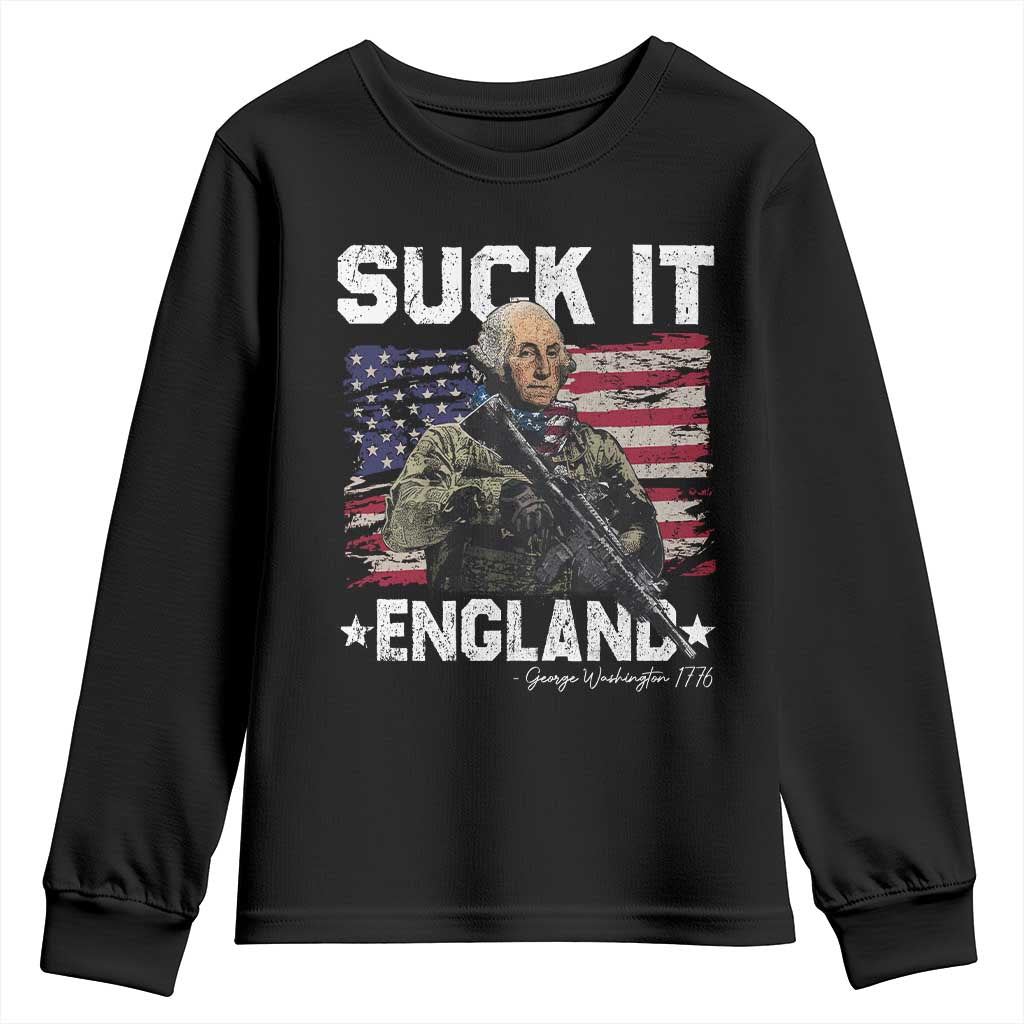 Suck It England Funny 4th of July George Washington 1776 Youth Sweatshirt TS10 Black Print Your Wear