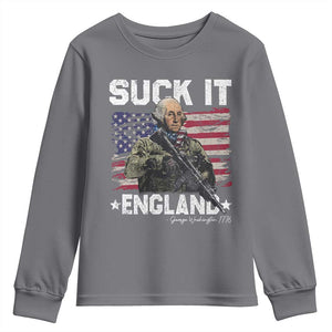Suck It England Funny 4th of July George Washington 1776 Youth Sweatshirt TS10 Charcoal Print Your Wear