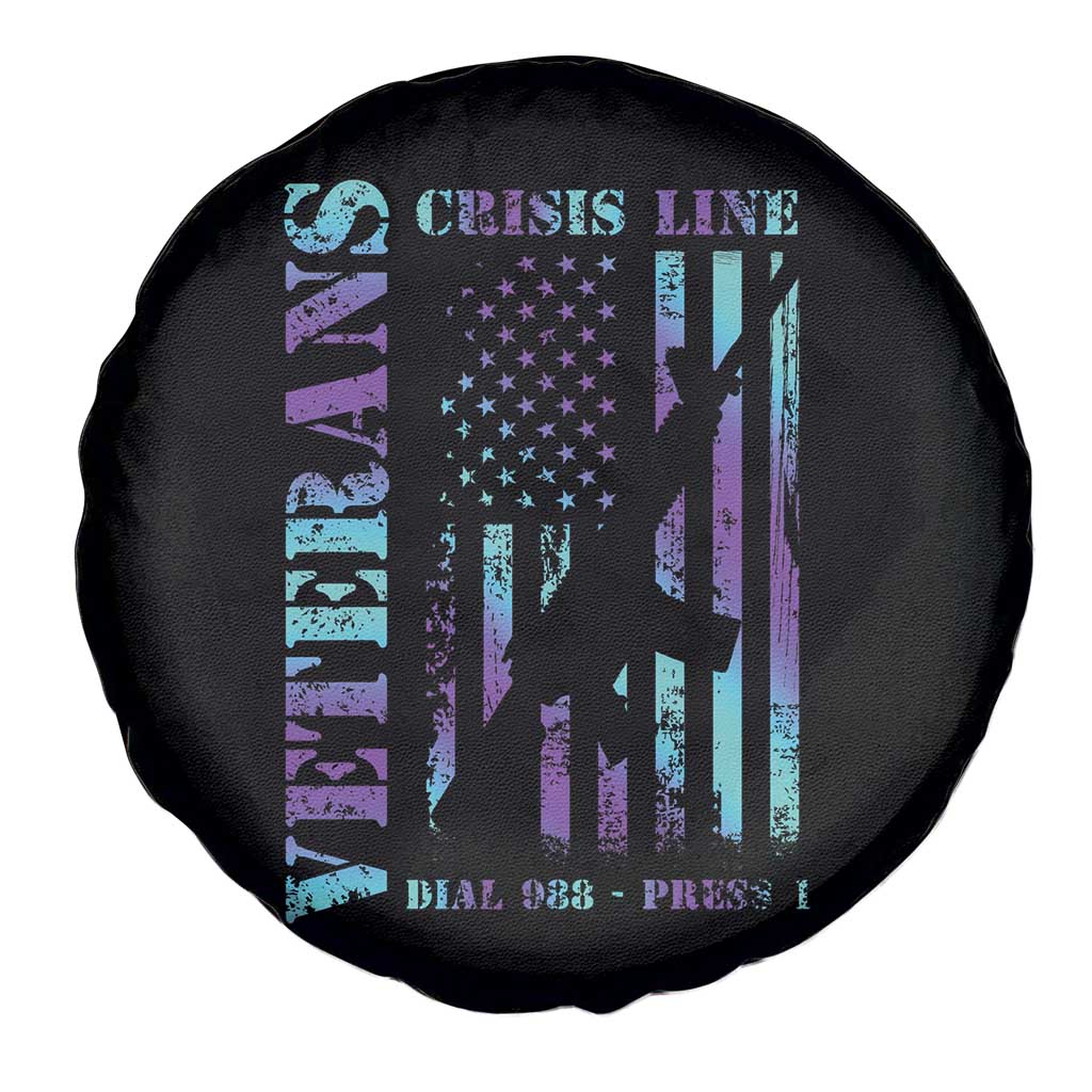 Suicide Prevention Awareness Spare Tire Cover Veterans Crisis Line Dial 988 Press 1 American Flag Gun TS11 Print Your Wear