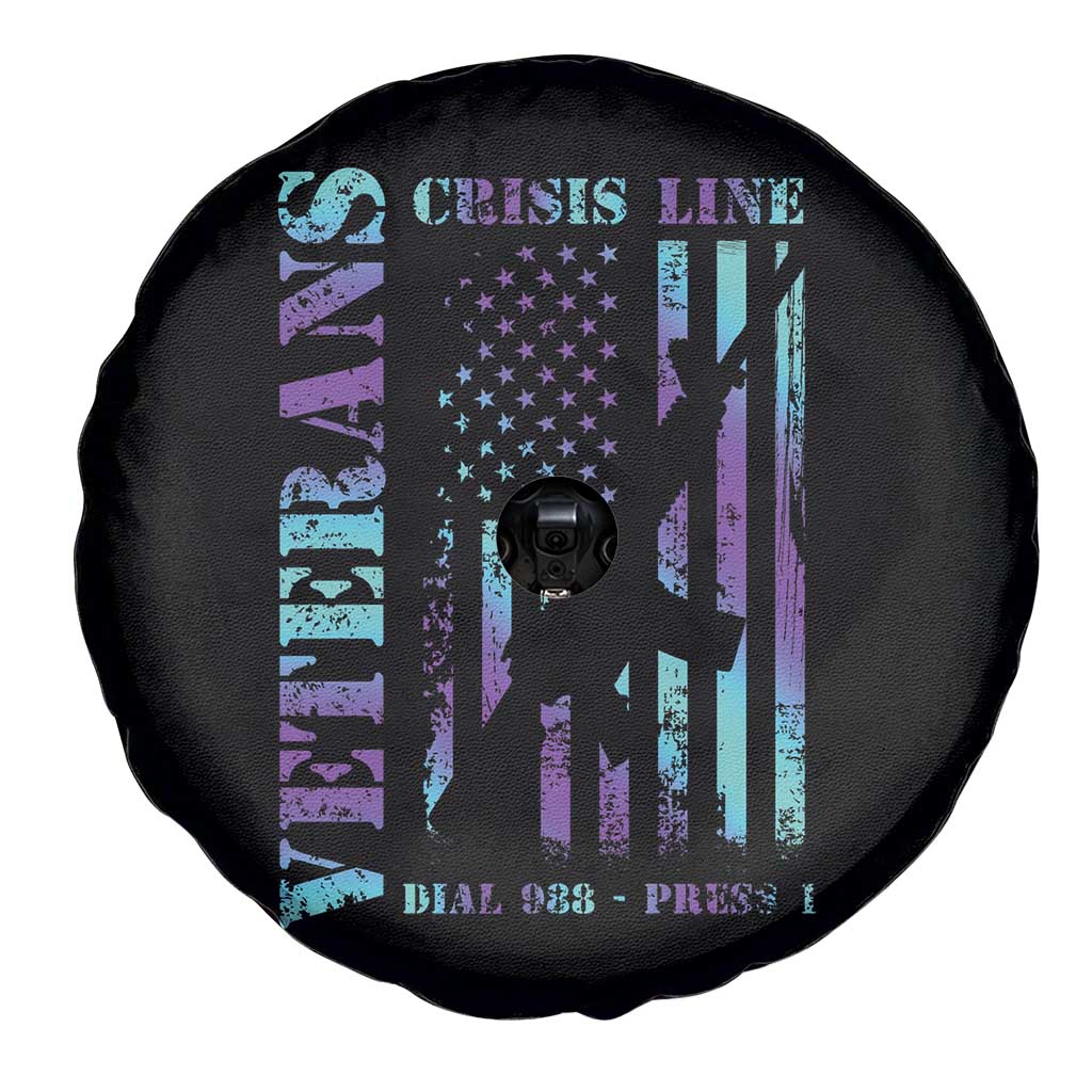Suicide Prevention Awareness Spare Tire Cover Veterans Crisis Line Dial 988 Press 1 American Flag Gun TS11 Print Your Wear