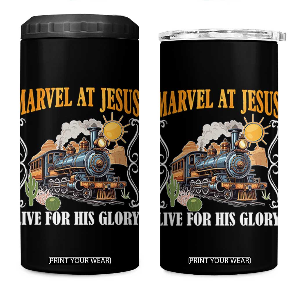 Summer VBS 2025 4 in 1 Can Cooler Tumbler Marvel at Jesus Live for His Glory Christian Bible Camp TS02 One Size: 16 oz Black Print Your Wear