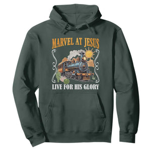 Summer VBS 2025 Hoodie Marvel at Jesus Live for His Glory Christian Bible Camp TS02 Dark Forest Green Print Your Wear