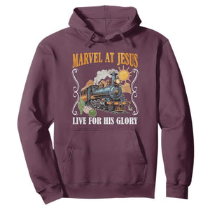 Summer VBS 2025 Hoodie Marvel at Jesus Live for His Glory Christian Bible Camp TS02 Maroon Print Your Wear