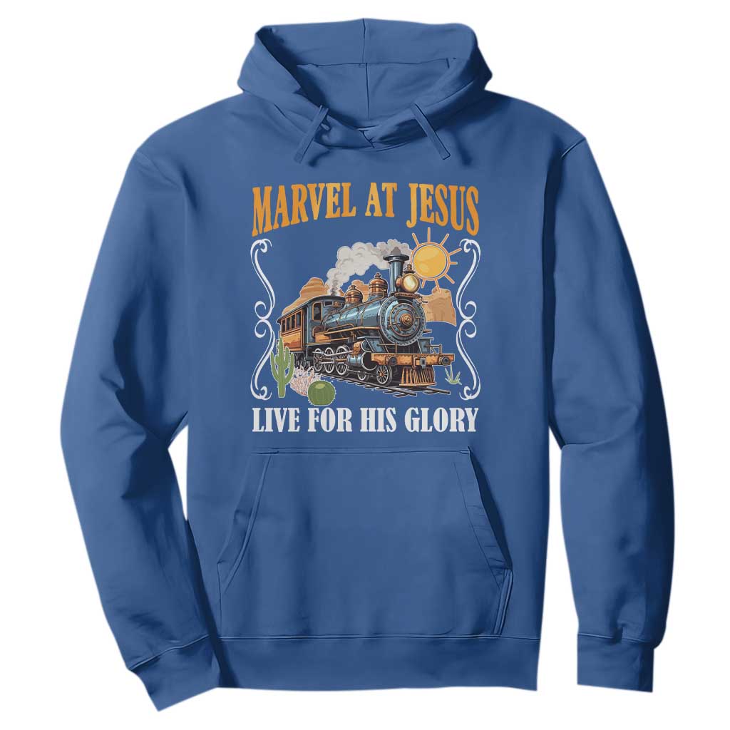 Summer VBS 2025 Hoodie Marvel at Jesus Live for His Glory Christian Bible Camp TS02 Royal Blue Print Your Wear