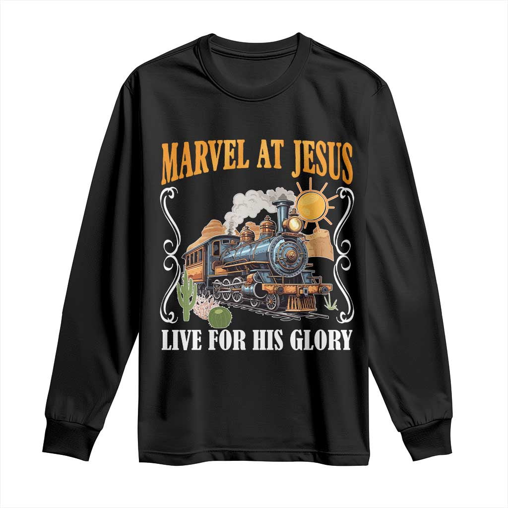 Summer VBS 2025 Long Sleeve Shirt Marvel at Jesus Live for His Glory Christian Bible Camp TS02 Black Print Your Wear