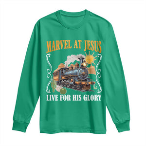 Summer VBS 2025 Long Sleeve Shirt Marvel at Jesus Live for His Glory Christian Bible Camp TS02 Irish Green Print Your Wear