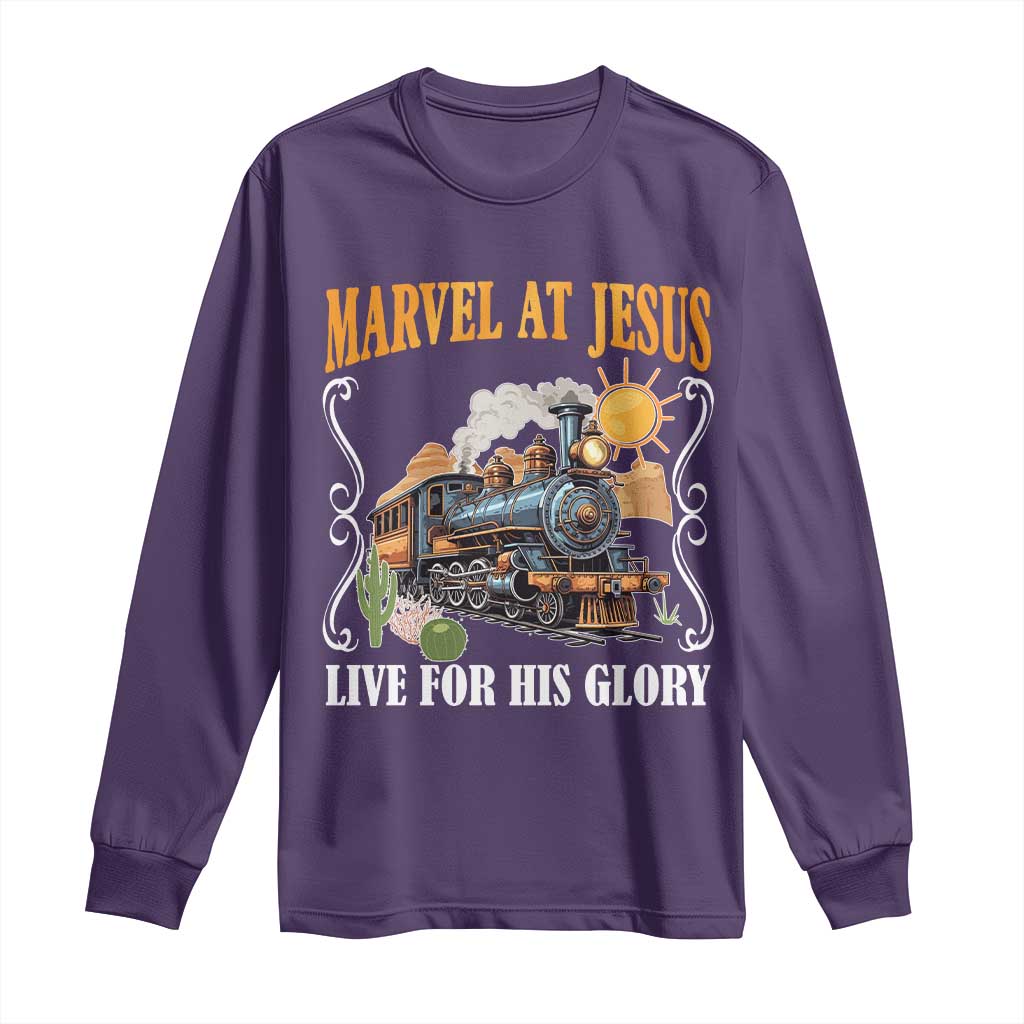 Summer VBS 2025 Long Sleeve Shirt Marvel at Jesus Live for His Glory Christian Bible Camp TS02 Purple Print Your Wear