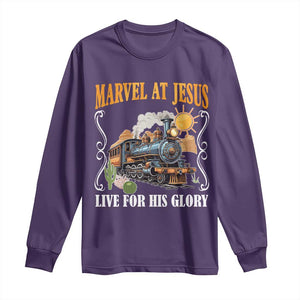 Summer VBS 2025 Long Sleeve Shirt Marvel at Jesus Live for His Glory Christian Bible Camp TS02 Purple Print Your Wear
