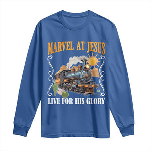 Summer VBS 2025 Long Sleeve Shirt Marvel at Jesus Live for His Glory Christian Bible Camp TS02 Royal Blue Print Your Wear