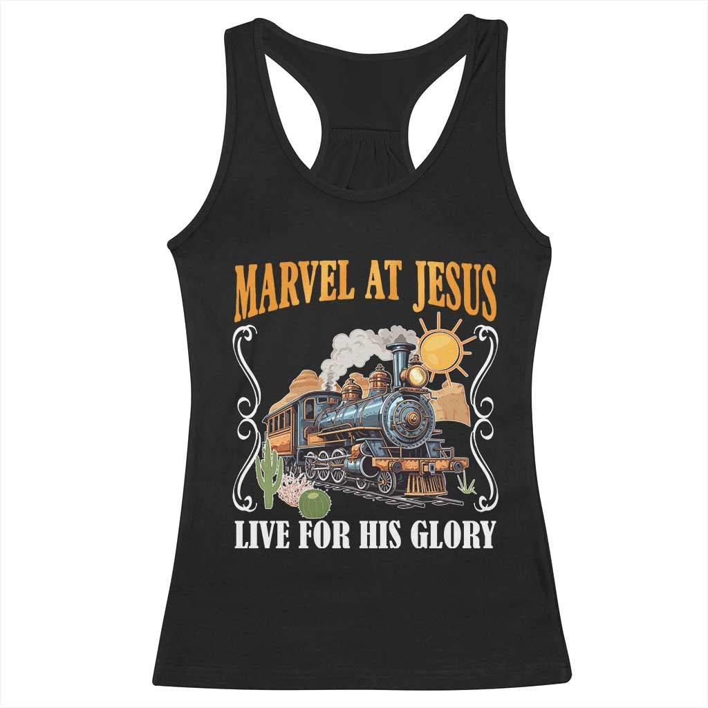 Summer VBS 2025 Racerback Tank Top Marvel at Jesus Live for His Glory Christian Bible Camp TS02 Black Print Your Wear