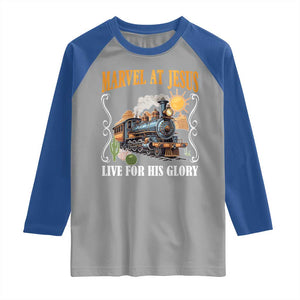 Summer VBS 2025 Raglan Shirt Marvel at Jesus Live for His Glory Christian Bible Camp TS02 Sport Gray Royal Print Your Wear