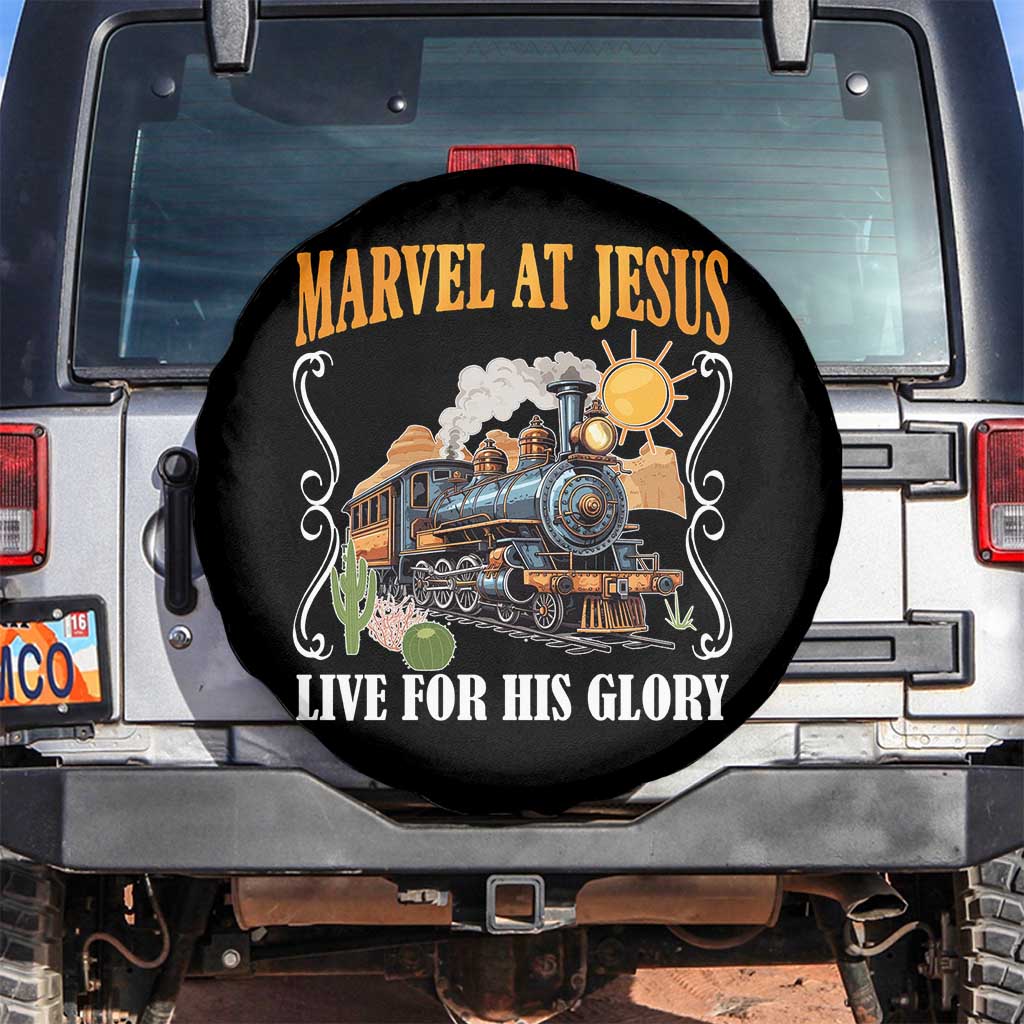Summer VBS 2025 Spare Tire Cover Marvel at Jesus Live for His Glory Christian Bible Camp TS02 No hole Black Print Your Wear