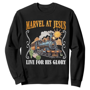 Summer VBS 2025 Sweatshirt Marvel at Jesus Live for His Glory Christian Bible Camp TS02 Black Print Your Wear