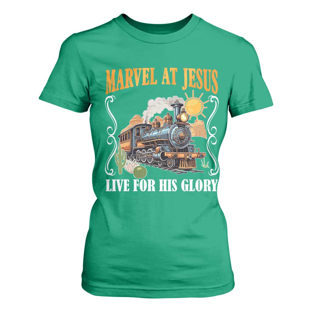 Summer VBS 2025 T Shirt For Women Marvel at Jesus Live for His Glory Christian Bible Camp TS02 Irish Green Print Your Wear