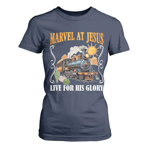 Summer VBS 2025 T Shirt For Women Marvel at Jesus Live for His Glory Christian Bible Camp TS02 Navy Print Your Wear