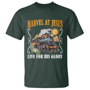 Summer VBS 2025 T Shirt Marvel at Jesus Live for His Glory Christian Bible Camp TS02 Dark Forest Green Print Your Wear
