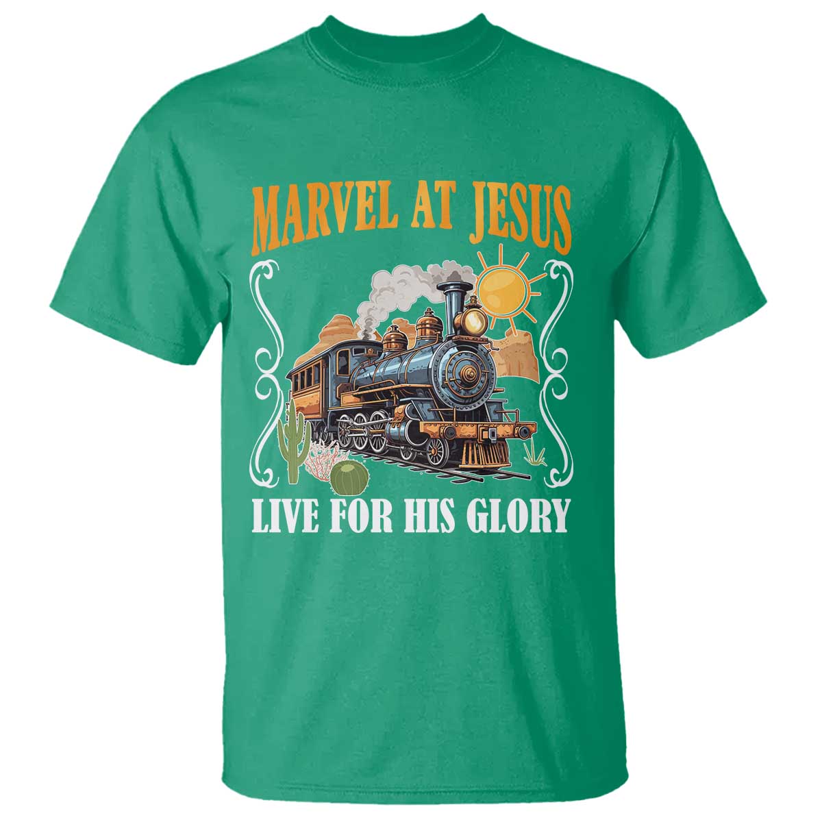 Summer VBS 2025 T Shirt Marvel at Jesus Live for His Glory Christian Bible Camp TS02 Irish Green Print Your Wear
