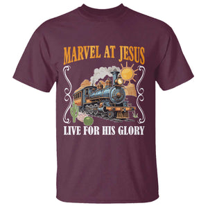 Summer VBS 2025 T Shirt Marvel at Jesus Live for His Glory Christian Bible Camp TS02 Maroon Print Your Wear