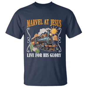 Summer VBS 2025 T Shirt Marvel at Jesus Live for His Glory Christian Bible Camp TS02 Navy Print Your Wear