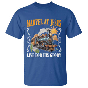 Summer VBS 2025 T Shirt Marvel at Jesus Live for His Glory Christian Bible Camp TS02 Royal Blue Print Your Wear