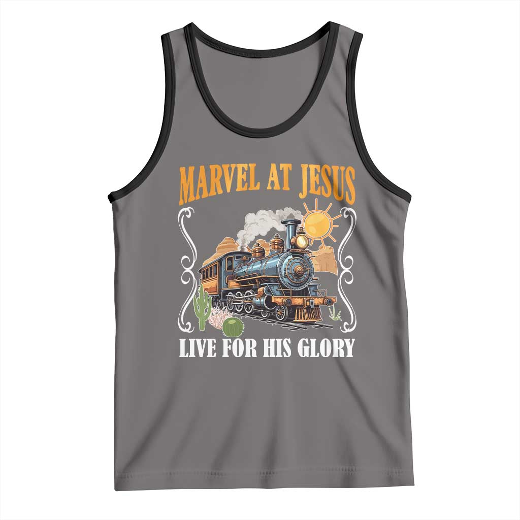 Summer VBS 2025 Tank Top Marvel at Jesus Live for His Glory Christian Bible Camp TS02 Deep Heather Black Print Your Wear