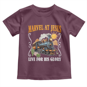 Summer VBS 2025 Toddler T Shirt Marvel at Jesus Live for His Glory Christian Bible Camp TS02 Maroon Print Your Wear