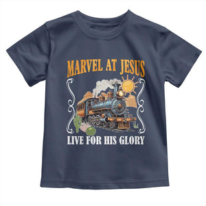 Summer VBS 2025 Toddler T Shirt Marvel at Jesus Live for His Glory Christian Bible Camp TS02 Navy Print Your Wear