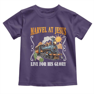 Summer VBS 2025 Toddler T Shirt Marvel at Jesus Live for His Glory Christian Bible Camp TS02 Purple Print Your Wear