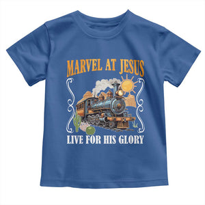 Summer VBS 2025 Toddler T Shirt Marvel at Jesus Live for His Glory Christian Bible Camp TS02 Royal Blue Print Your Wear