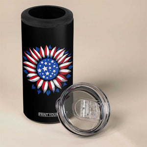 Sunflower American Flag 4 in 1 Can Cooler Tumbler Floral USA 4th of July Merica TS10 Print Your Wear