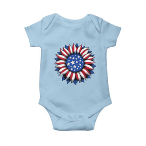 Sunflower American Flag Baby Onesie Floral USA 4th of July Merica TS10 Light Blue Print Your Wear