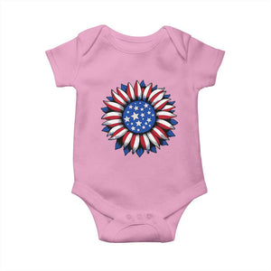 Sunflower American Flag Baby Onesie Floral USA 4th of July Merica TS10 Light Pink Print Your Wear