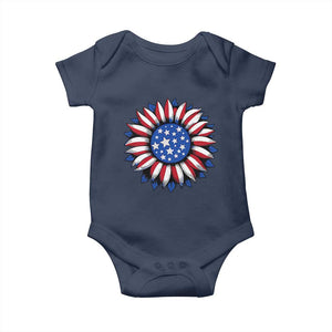 Sunflower American Flag Baby Onesie Floral USA 4th of July Merica TS10 Navy Print Your Wear