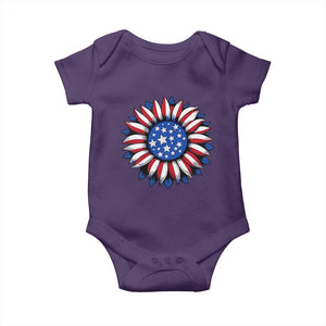 Sunflower American Flag Baby Onesie Floral USA 4th of July Merica TS10 Purple Print Your Wear