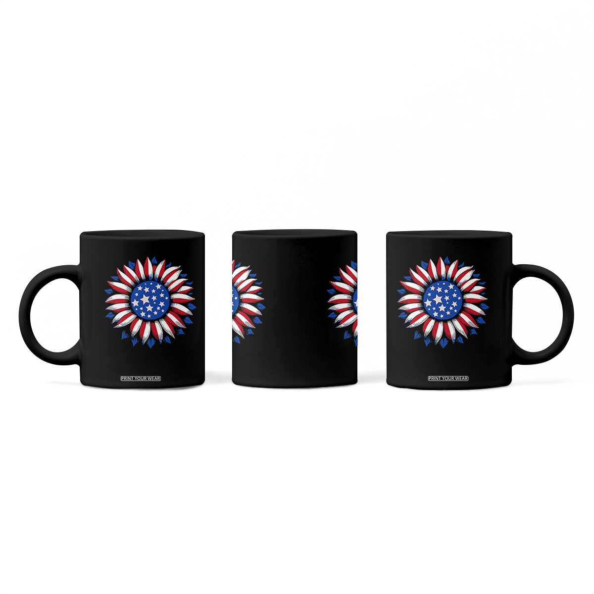 Sunflower American Flag Coffee Mug Floral USA 4th of July Merica TS10 Print Your Wear