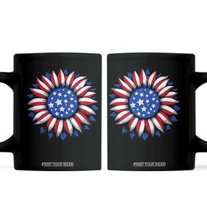 Sunflower American Flag Coffee Mug Floral USA 4th of July Merica TS10 Black Print Your Wear