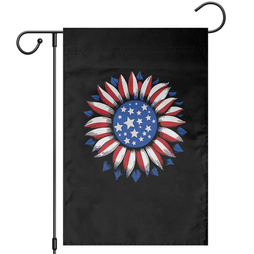 Sunflower American Flag Garden Flag Floral USA 4th of July Merica TS10 Black Print Your Wear